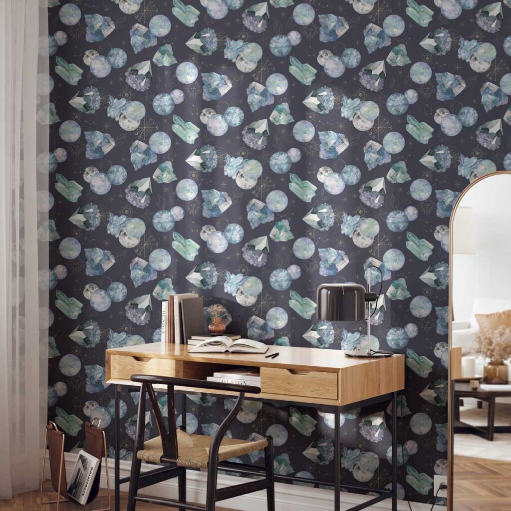 crystal watercolour painted artwork for wallpaper