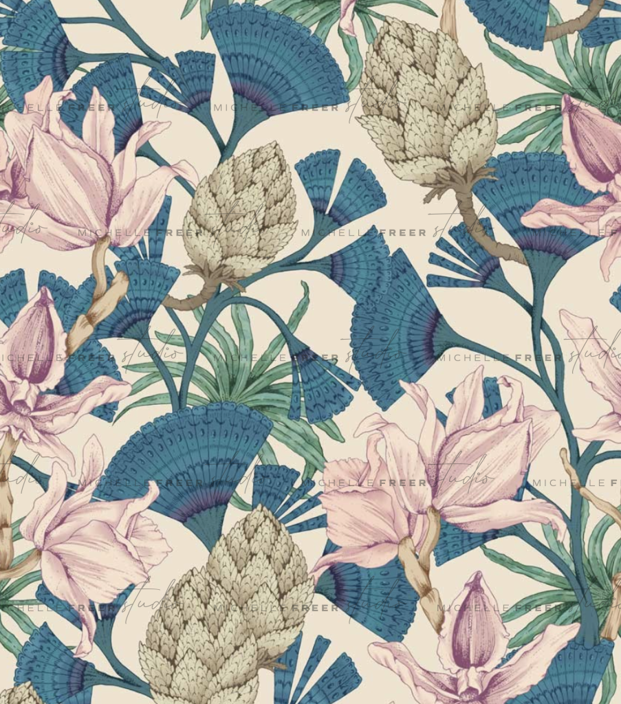 Botanical Floral Print Designs for Fashion & Interiors by Michelle Freer